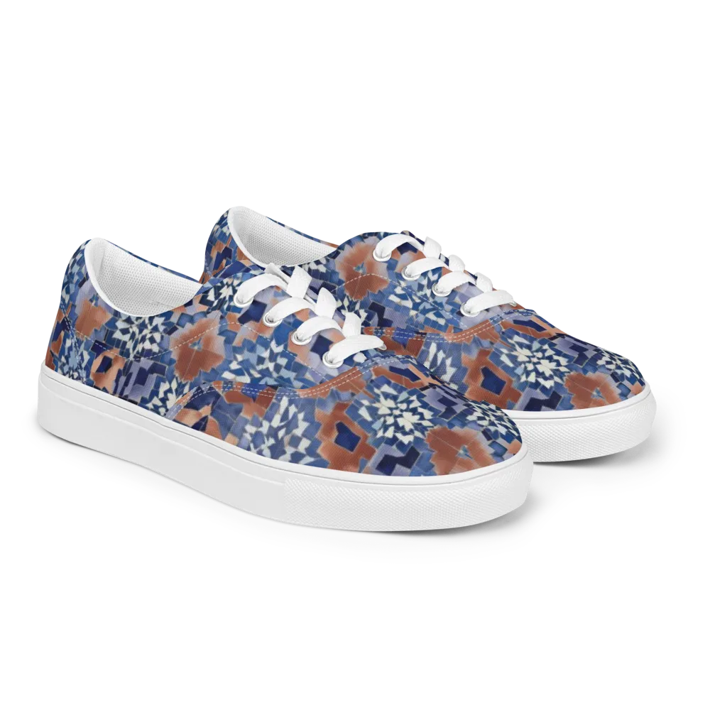 Blue Hour Tile on Men's Lace-Up Canvas Shoes — Right Front