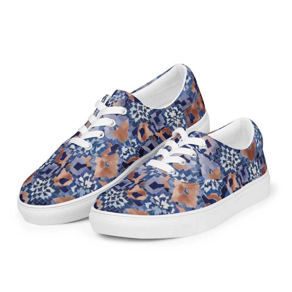 Blue Hour Tile on Men's Lace-Up Canvas Shoes — Left Front