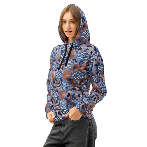 Blue Hour Tile on a Cotton Hoodie