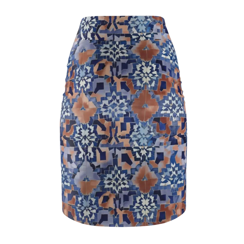 Blue Hour Tile on Pencil Skirt — Back