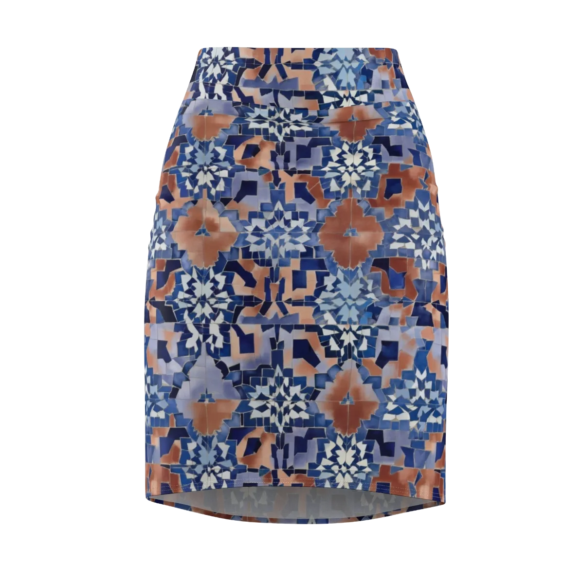 Blue Hour Tile on Pencil Skirt — Front