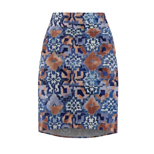 Blue Hour Tile on a Pencil Skirt