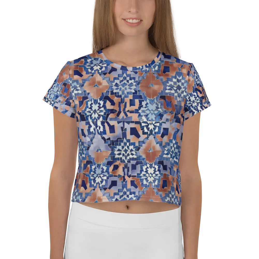 Blue Hour Tile on Crop Tee — Front