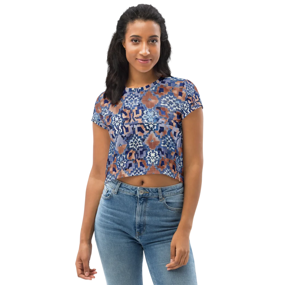 Blue Hour Tile on Crop Tee — Front