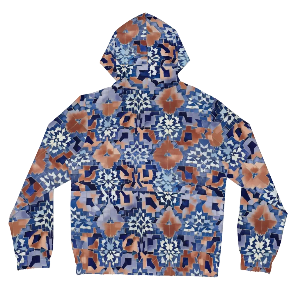Blue Hour Tile on Women's Full-Zip Hoodie — Back