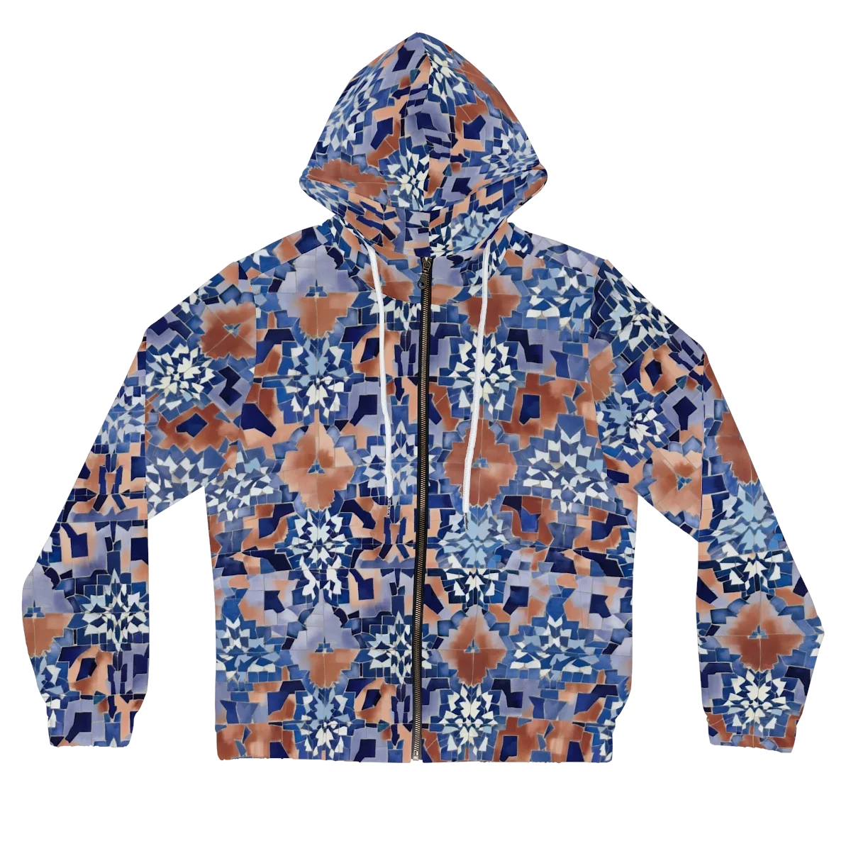 Blue Hour Tile on Women's Full-Zip Hoodie — Front