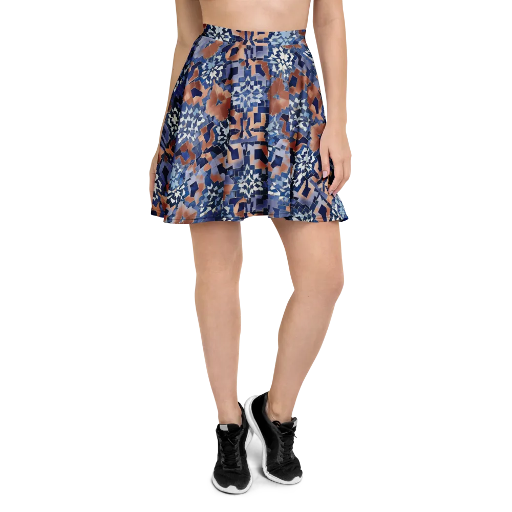 Blue Hour Tile on Skater Skirt — Front