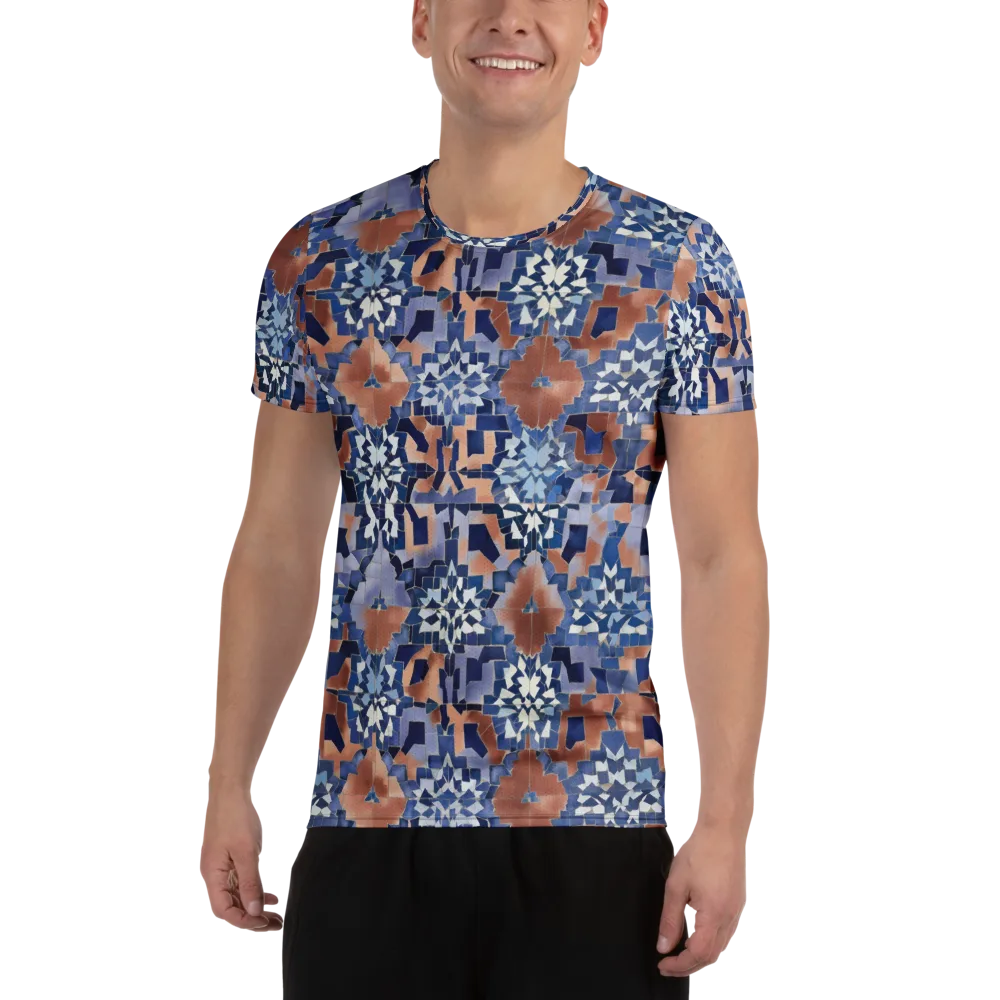 Blue Hour Tile on Men's Athletic T-Shirt — Front