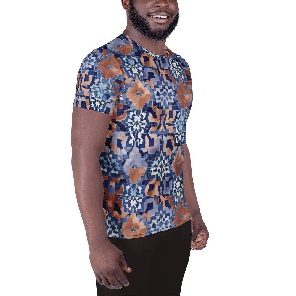 Blue Hour Tile on Men's Athletic T-Shirt — Right