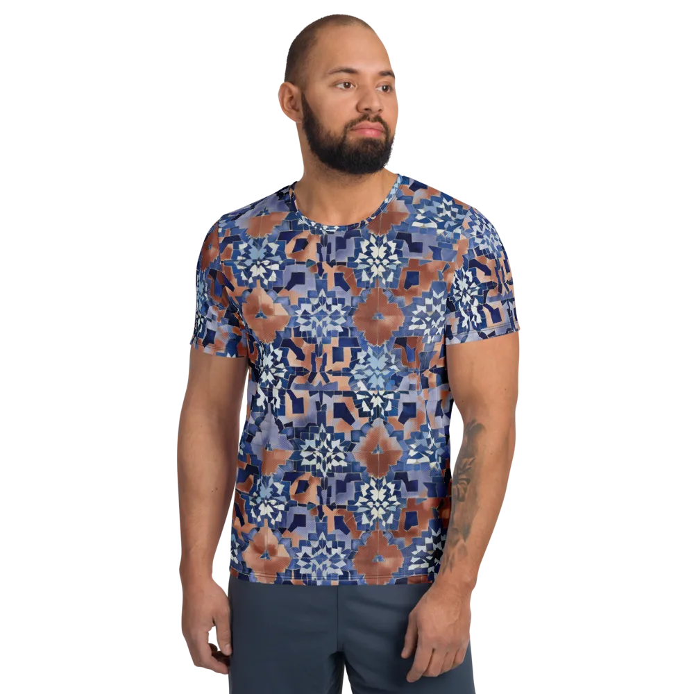 Blue Hour Tile on Men's Athletic T-Shirt — Front