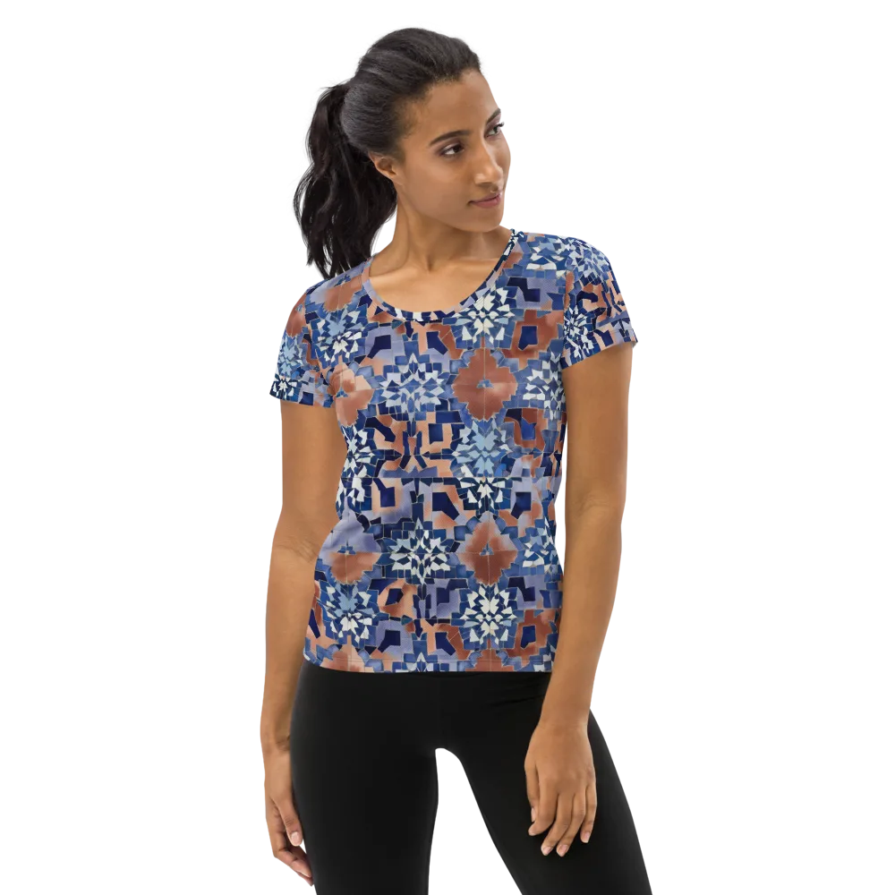 Blue Hour Tile on Women's Athletic T-Shirt — Front