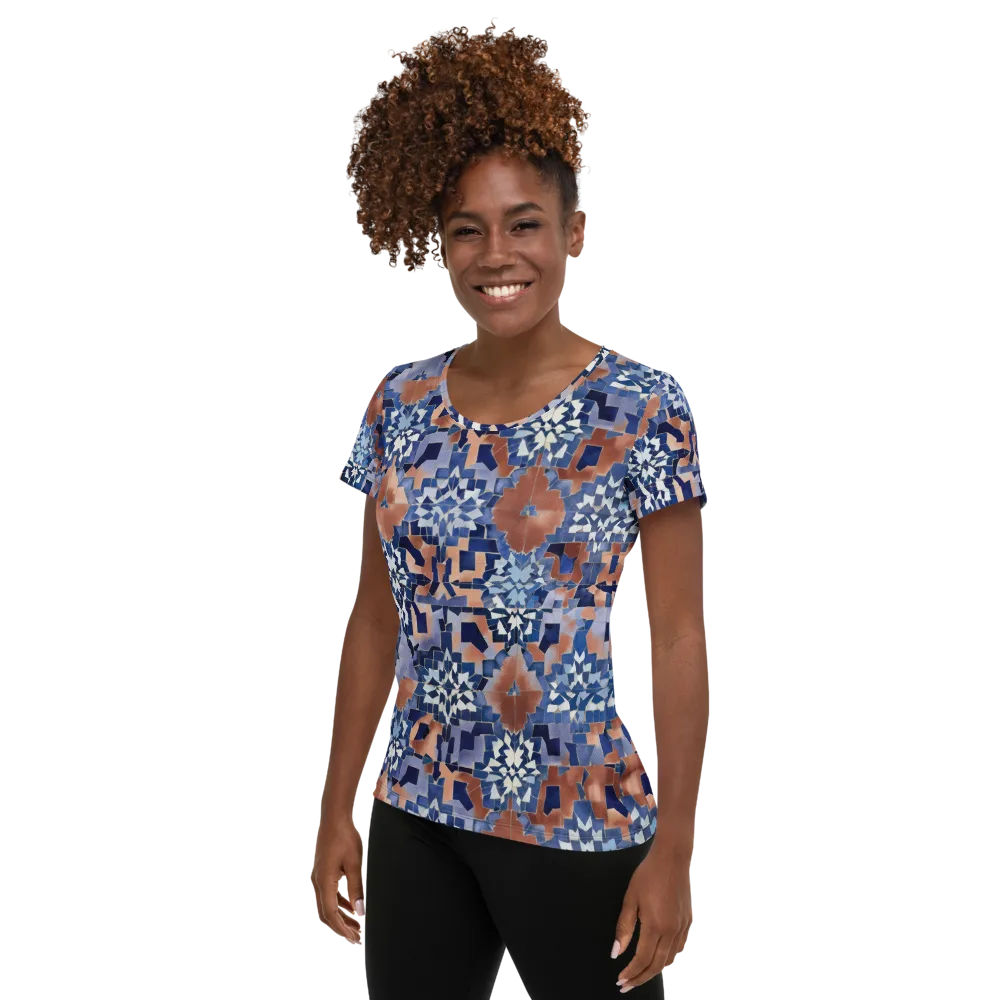 Blue Hour Tile on Women's Athletic T-Shirt — Left