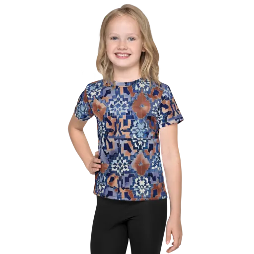 Blue Hour Tile on a Kids Crew Neck T-Shirt