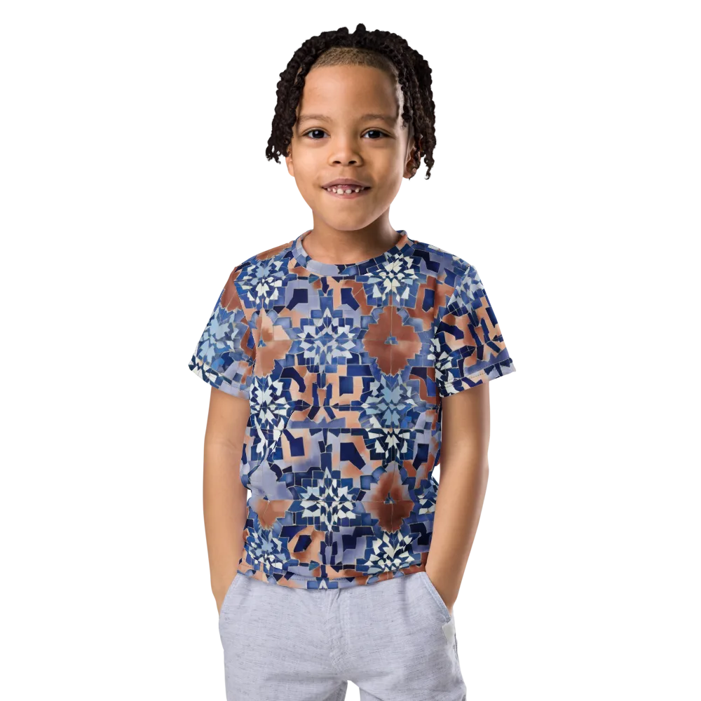 Blue Hour Tile on Kids Crew Neck T-Shirt — Front