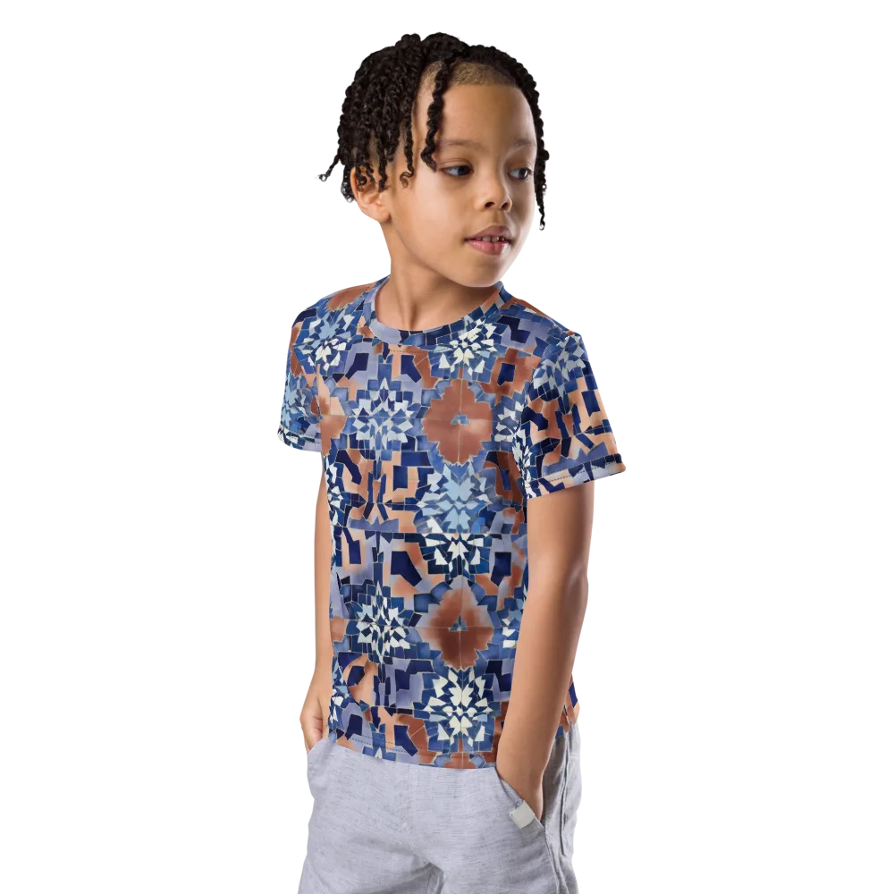 Blue Hour Tile on Kids Crew Neck T-Shirt — Left Front
