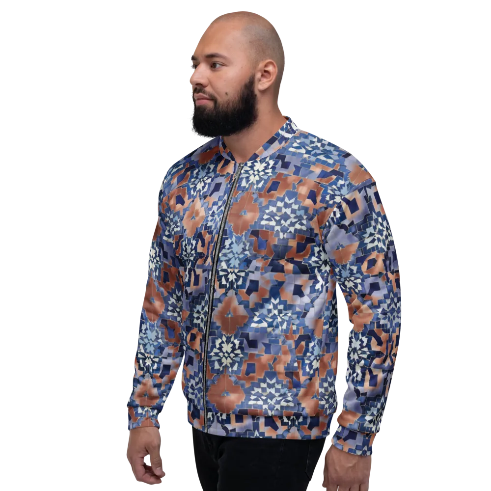 Blue Hour Tile on Bomber Jacket — Left