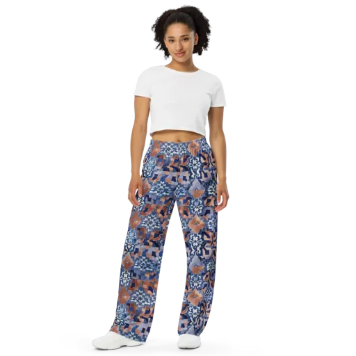 Blue Hour Tile on a Wide-Leg Pants