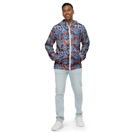 Blue Hour Tile on a Men's Windbreaker