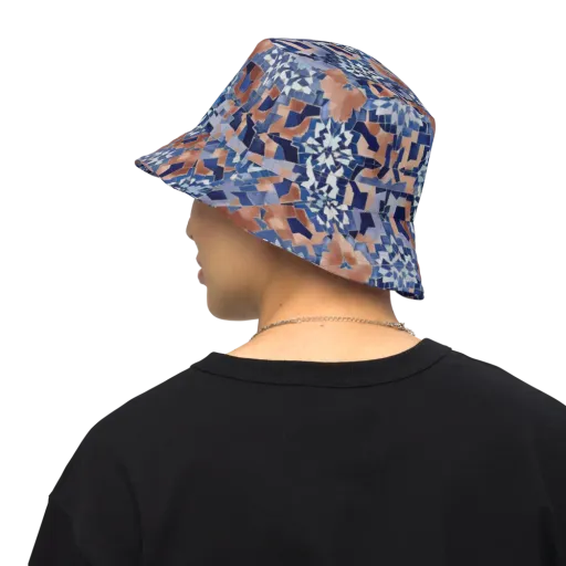 Blue Hour Tile on a Reversible Bucket Hat