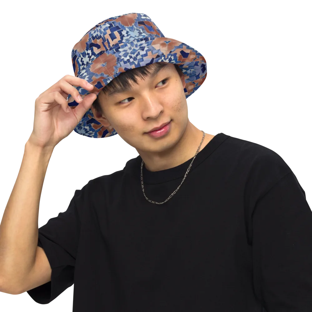 Blue Hour Tile on Reversible Bucket Hat — Front Inside