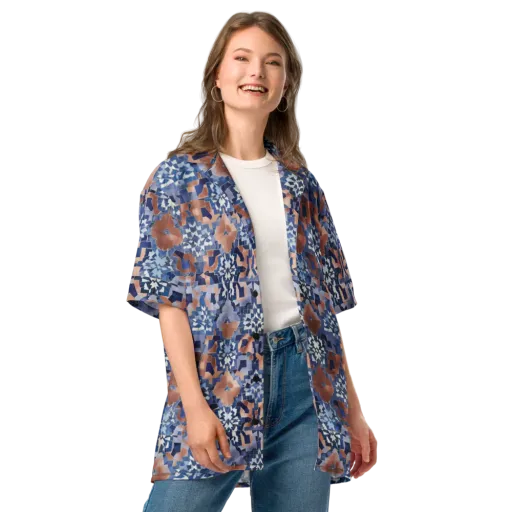 Blue Hour Tile on a Button Shirt