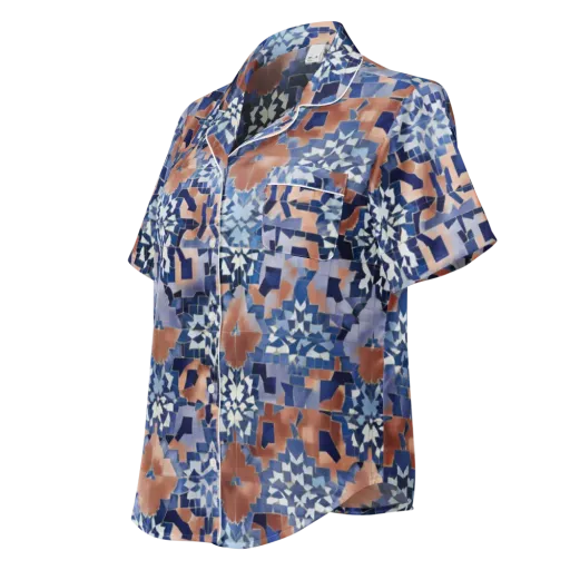 Blue Hour Tile on a Women's Short Sleeve Pajama Top