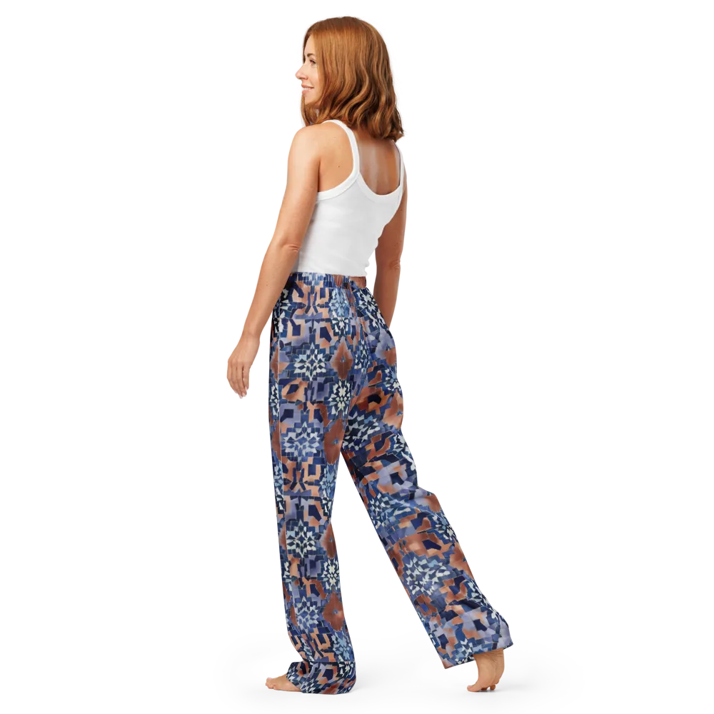 Blue Hour Tile on Women's Pajama Pants — Back