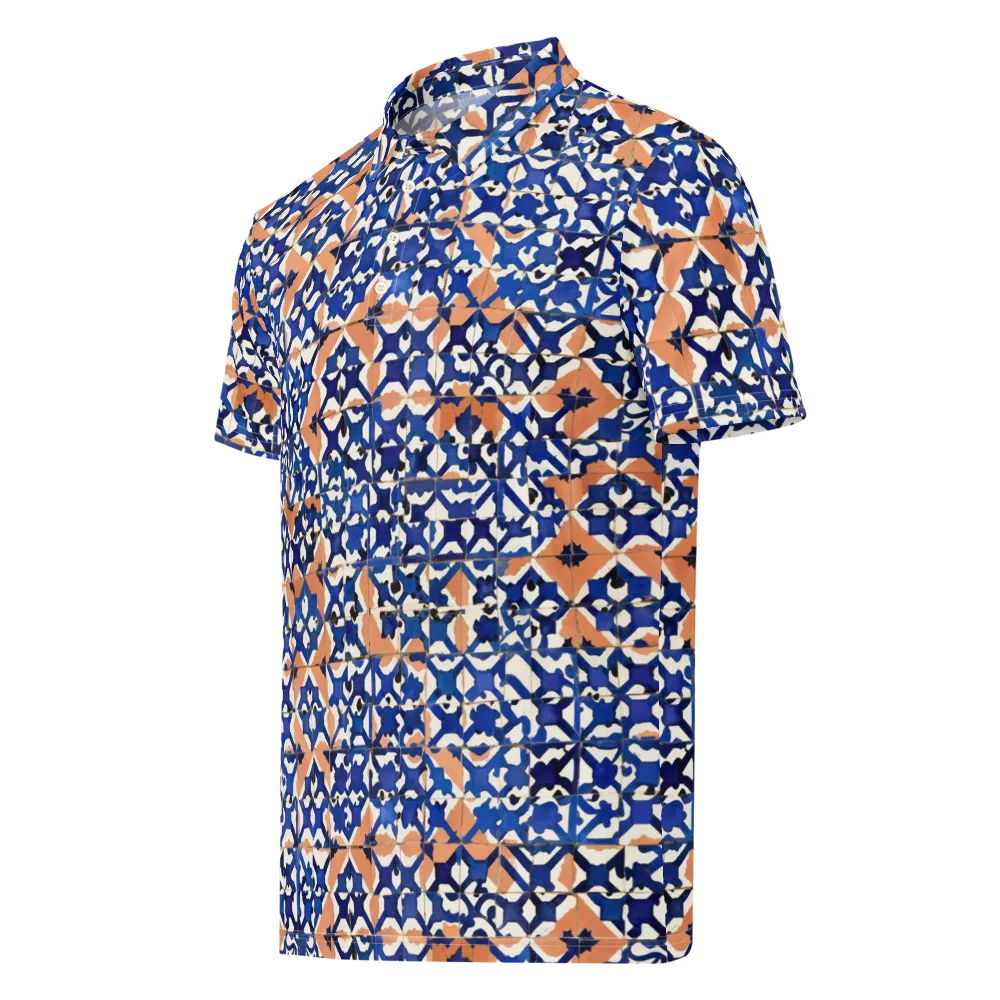Cobalt Terrazzo on Men's Slim Fit Polo Shirt — Left Front