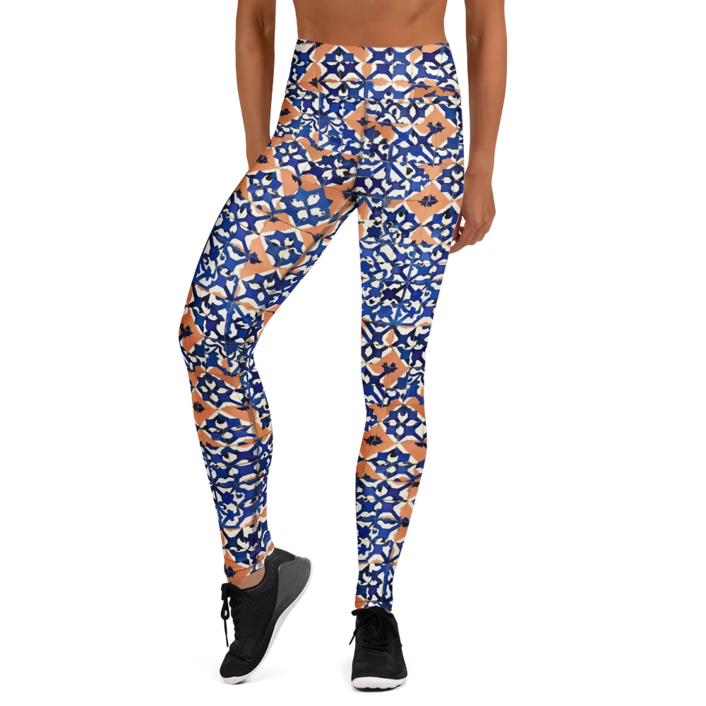 Cobalt Terrazzo on Yoga Leggings — Front
