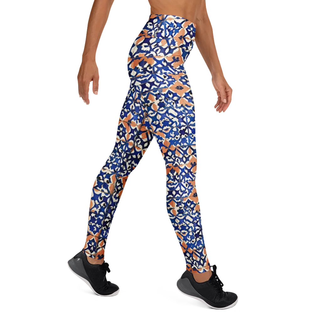 Cobalt Terrazzo on Yoga Leggings — Right