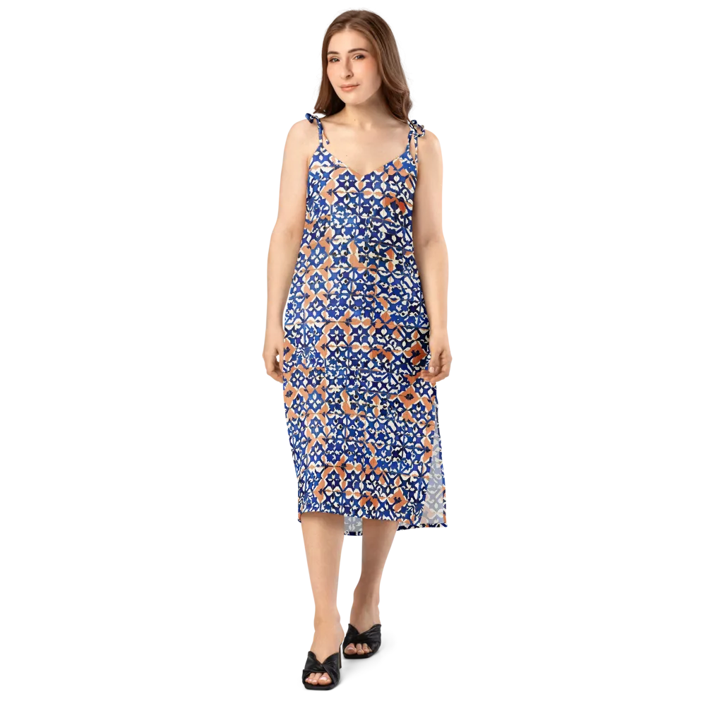 Cobalt Terrazzo on Slip Dress — Front