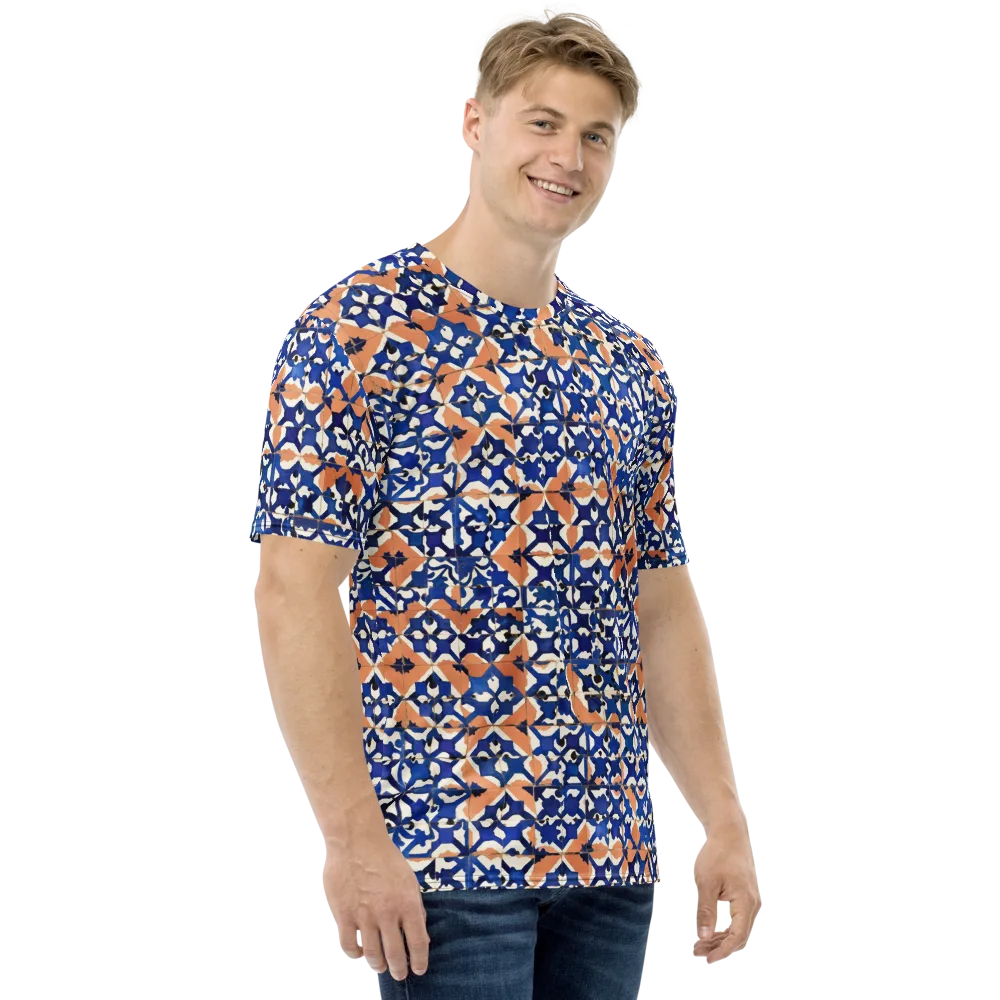 Cobalt Terrazzo on Men's Crew Neck T-Shirt — Right