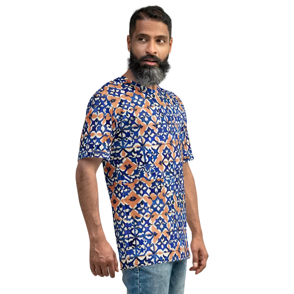 Cobalt Terrazzo on Men's Crew Neck T-Shirt — Right