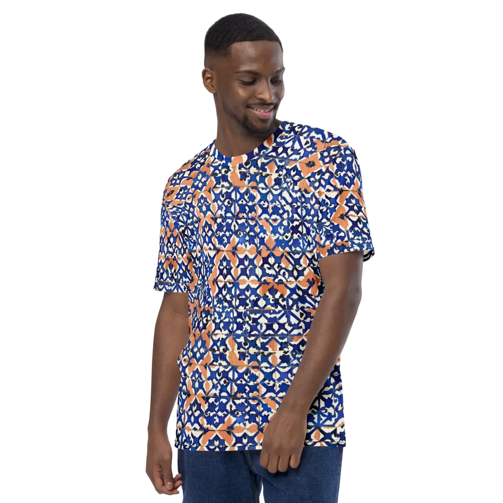 Cobalt Terrazzo on Men's Crew Neck T-Shirt — Left