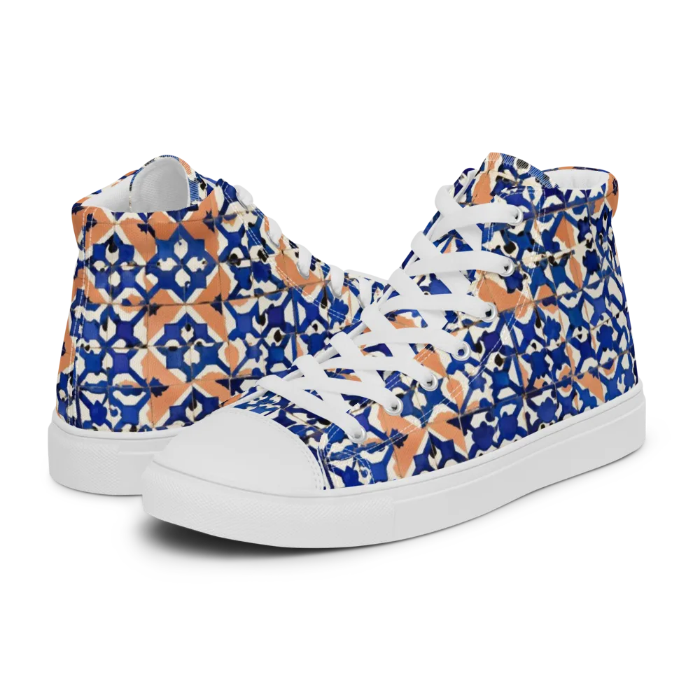 Cobalt Terrazzo on Men's High Top Canvas Shoes — Left