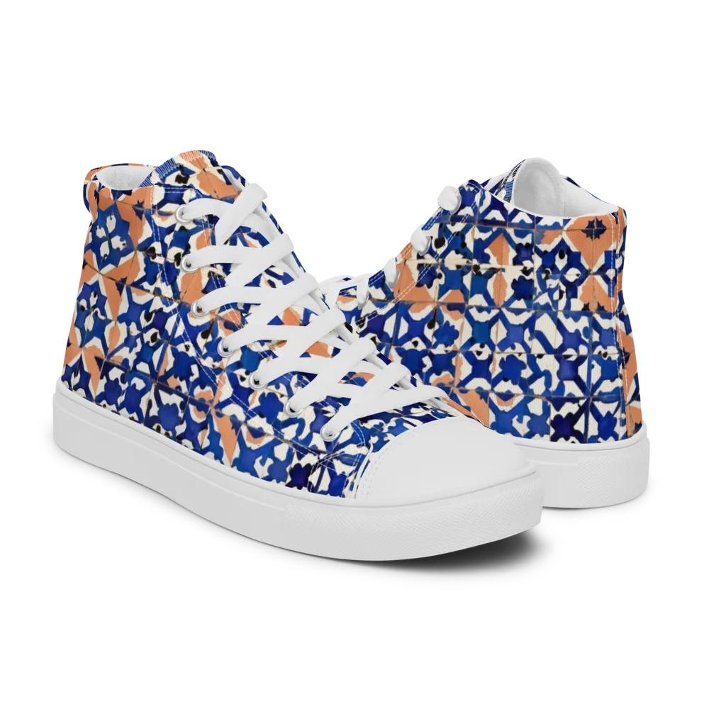 Cobalt Terrazzo on Men's High Top Canvas Shoes — Right