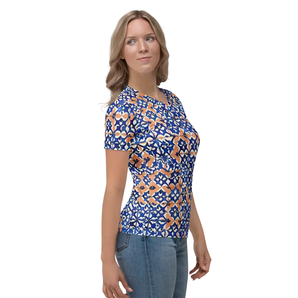 Cobalt Terrazzo on Women's Crew Neck T-Shirt — Right