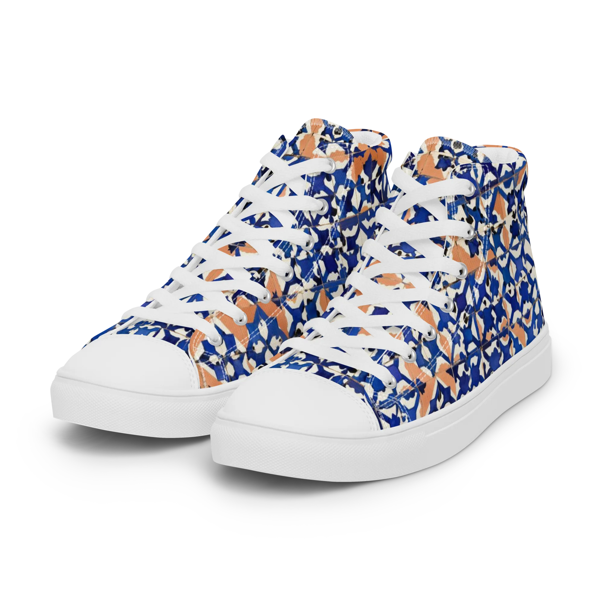 Cobalt Terrazzo on Women's High Top Canvas Shoes — Left Front