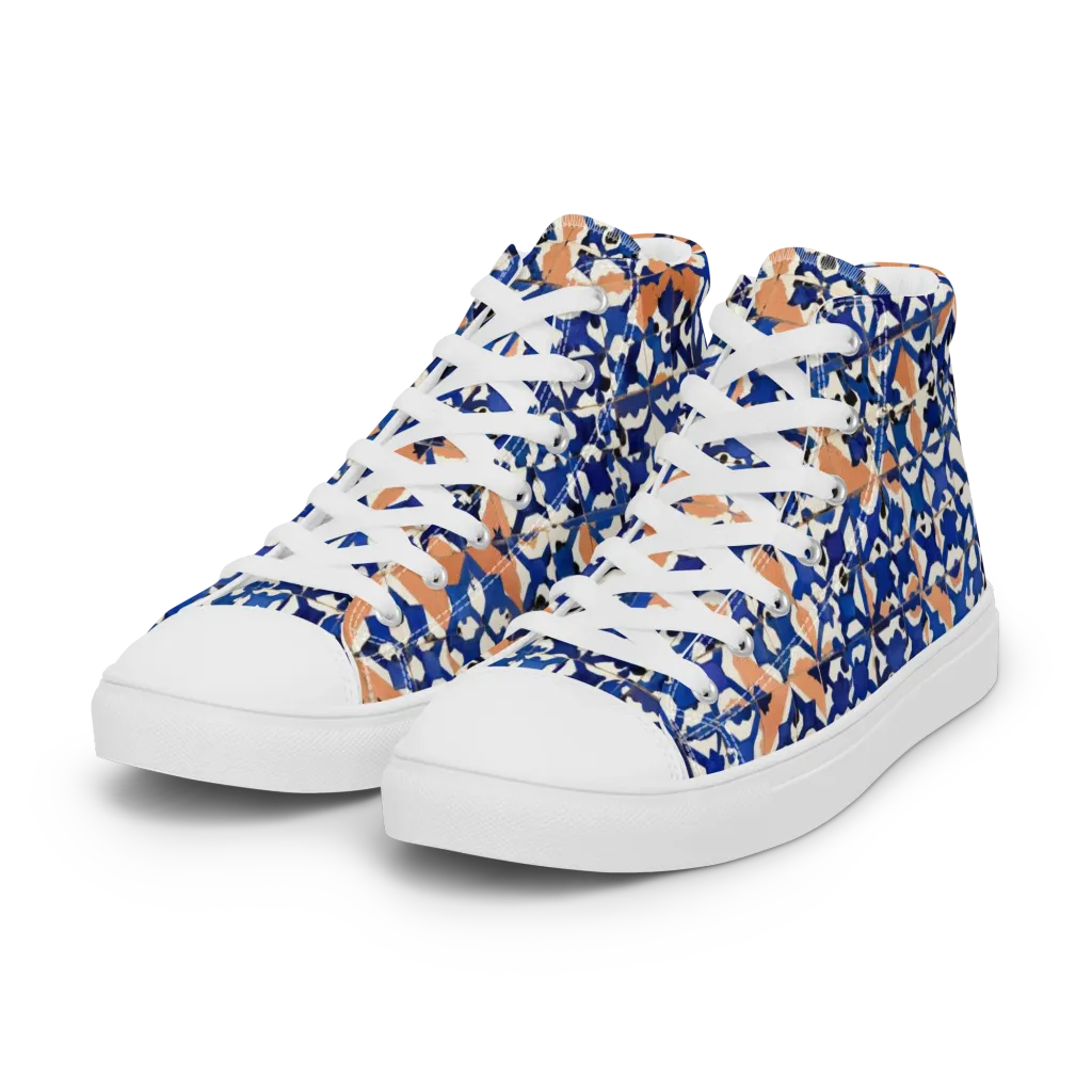 Cobalt Terrazzo on Women's High Top Canvas Shoes — Left Front