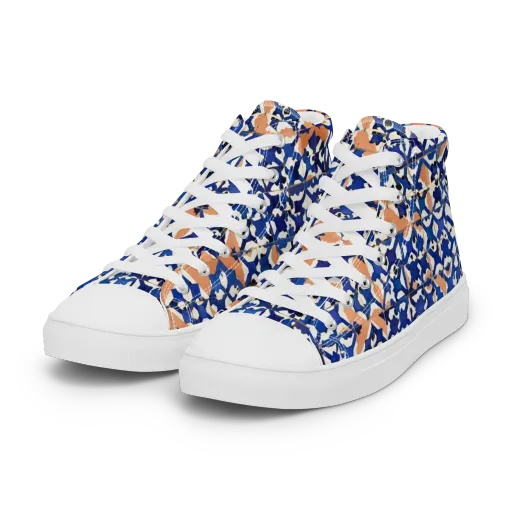 Cobalt Terrazzo on a Women's High Top Canvas Shoes