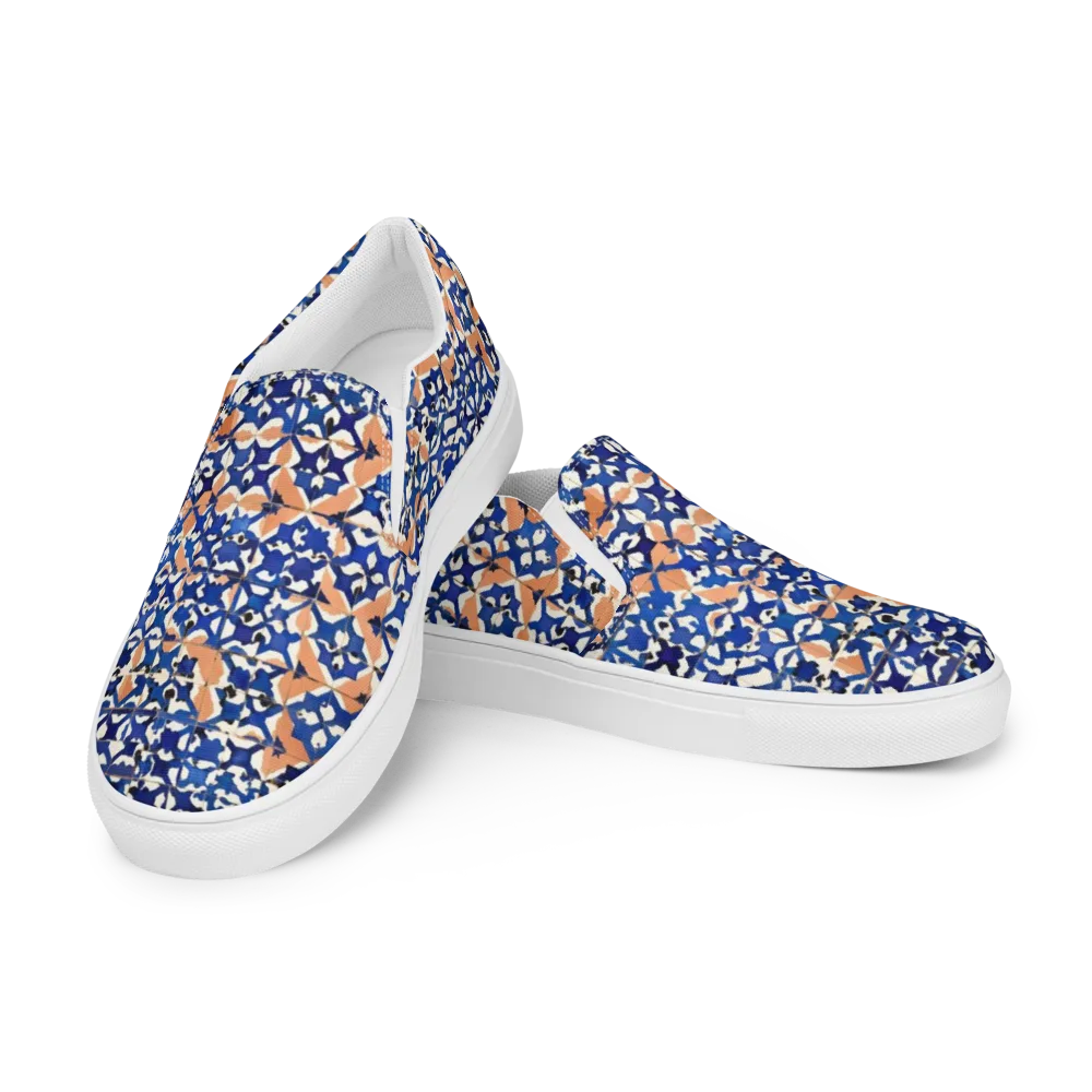 Cobalt Terrazzo on Men's Slip-On Canvas Shoes — Left Front