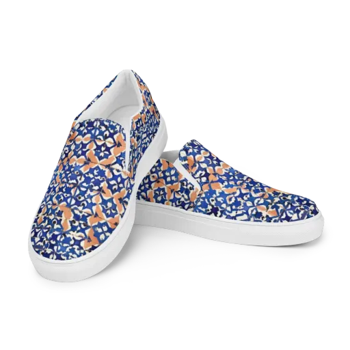 Cobalt Terrazzo on a Men's Slip-On Canvas Shoes