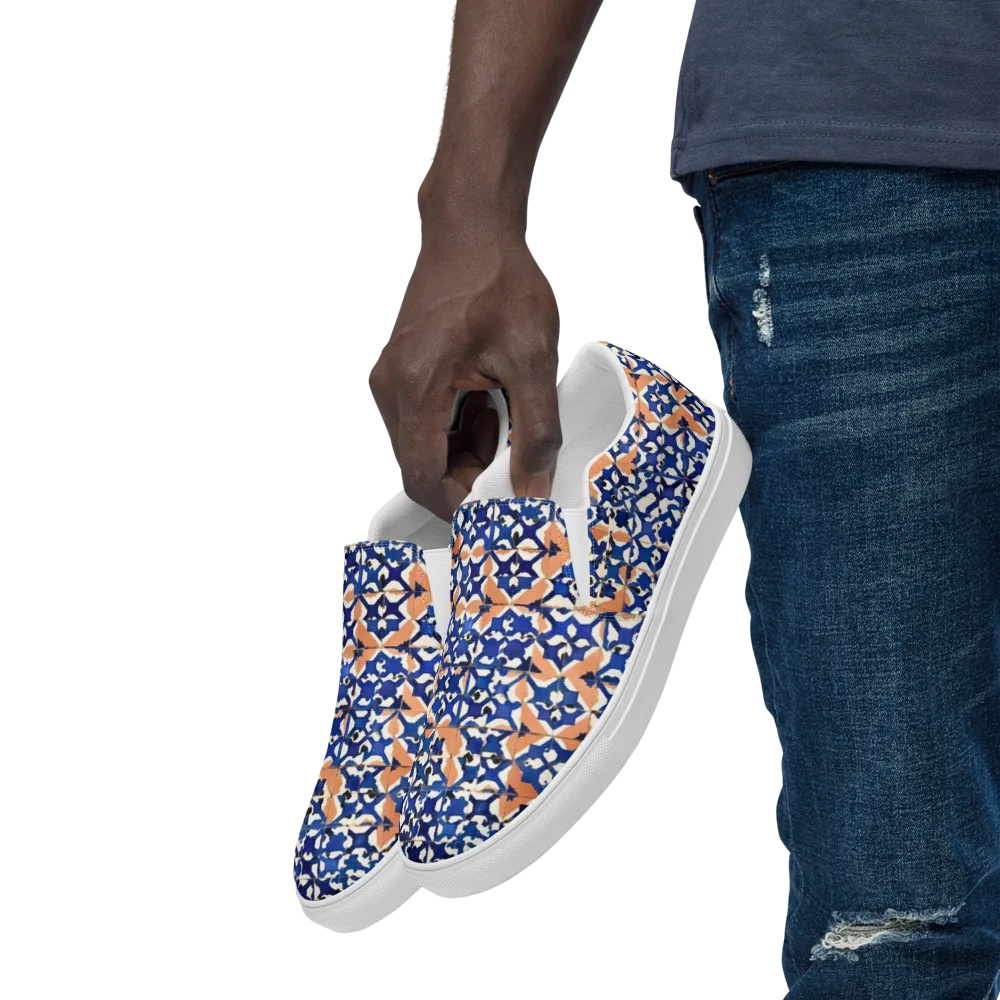 Cobalt Terrazzo on Men's Slip-On Canvas Shoes — Left Front