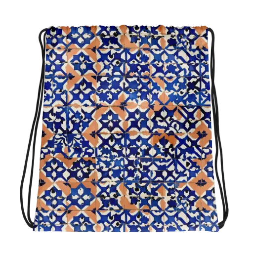 Cobalt Terrazzo on a Drawstring Bag
