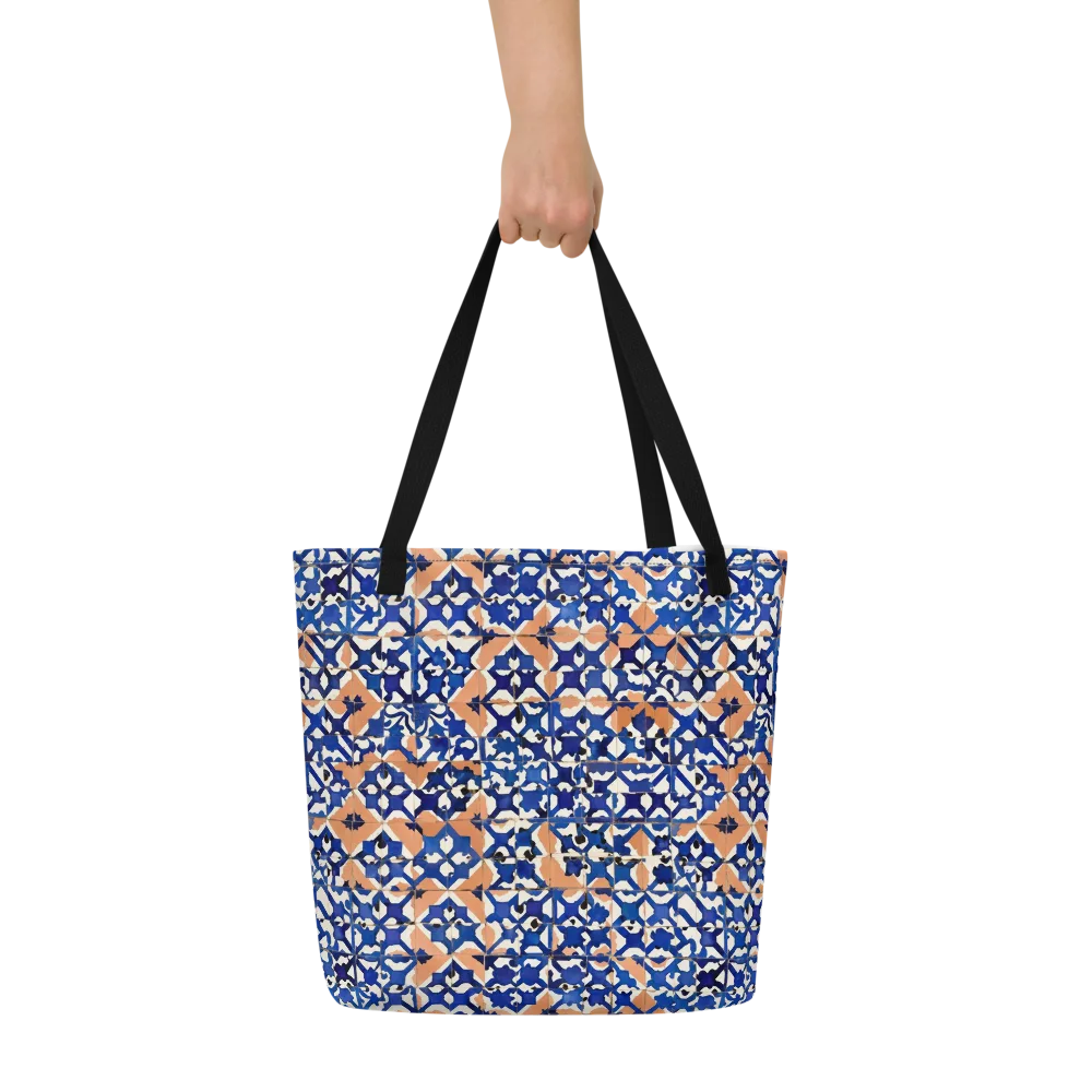 Cobalt Terrazzo on Large Tote Bag W/ Pocket — Front
