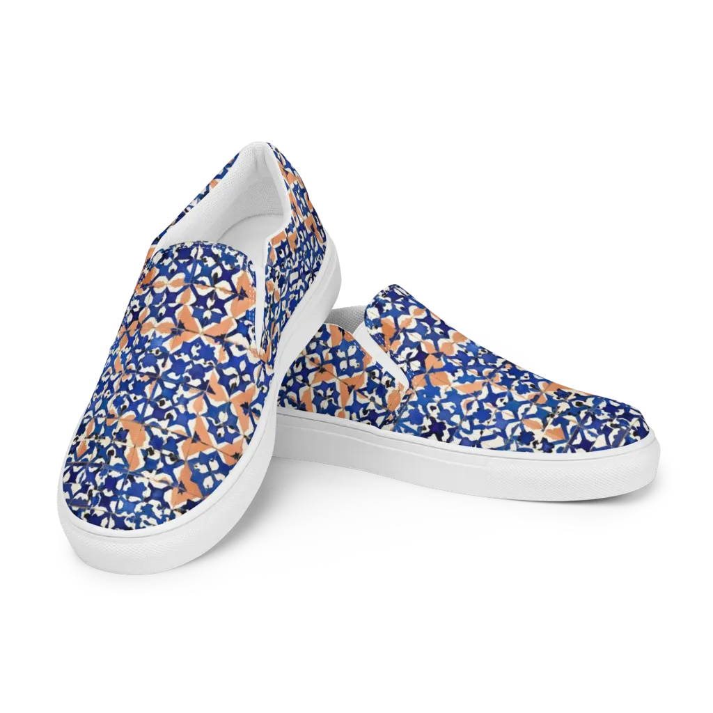 Cobalt Terrazzo on Women's Slip-On Canvas Shoes — Left Front