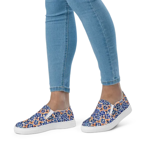 Cobalt Terrazzo on a Women's Slip-On Canvas Shoes