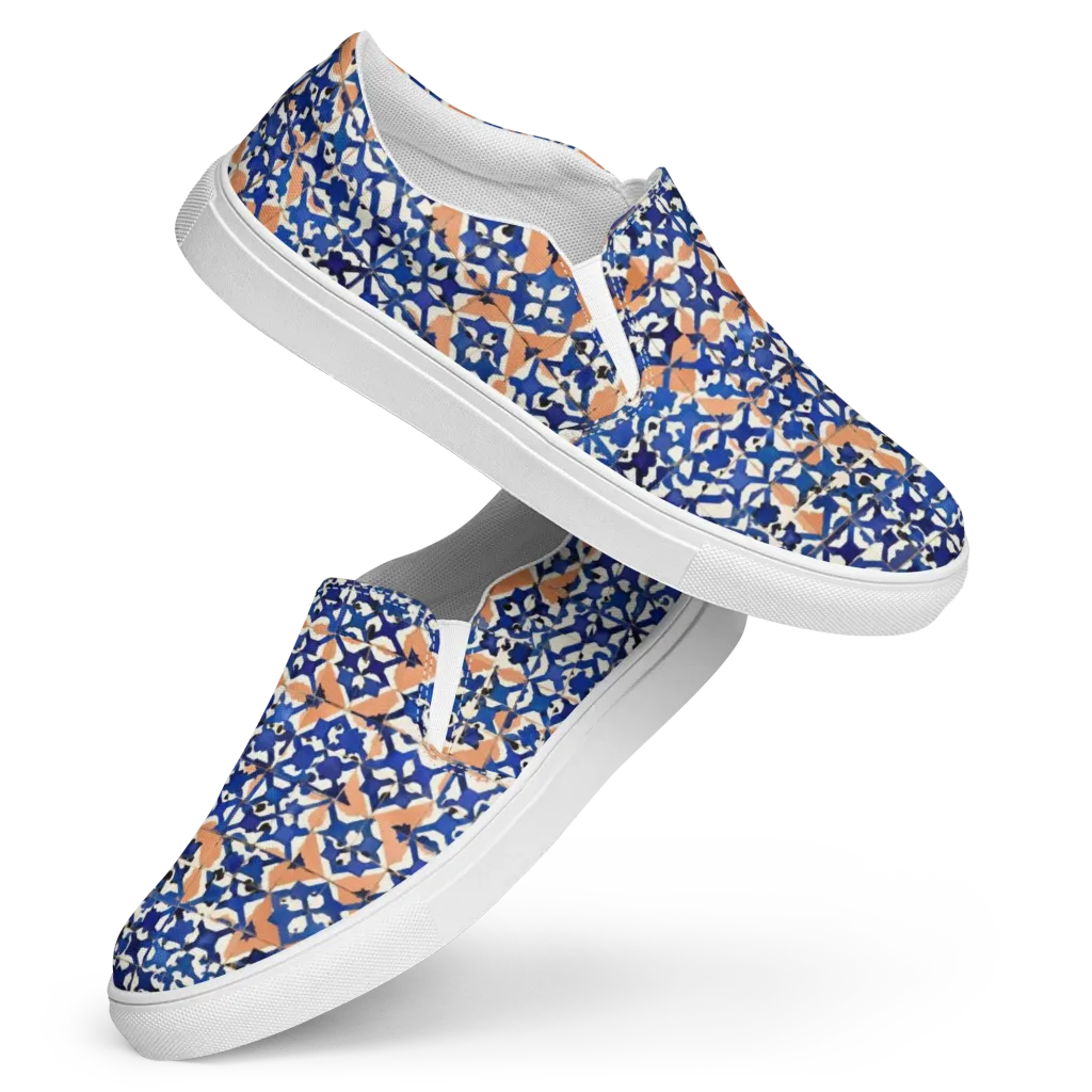 Cobalt Terrazzo on Women's Slip-On Canvas Shoes — Front