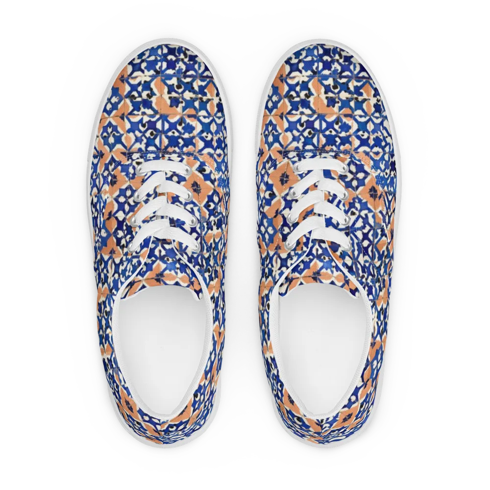 Cobalt Terrazzo on Men's Lace-Up Canvas Shoes — Front