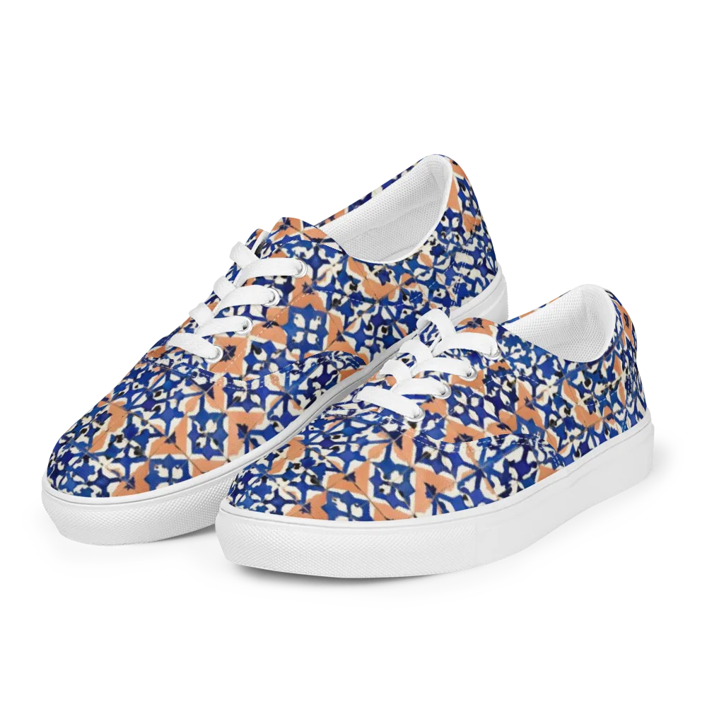Cobalt Terrazzo on Men's Lace-Up Canvas Shoes — Left Front